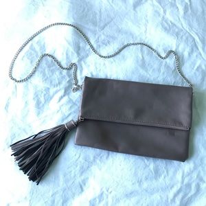 H&M gray tassel zip crossbody/clutch
